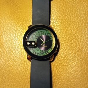 Flud Women's Black and Gold Watch with Green Dial